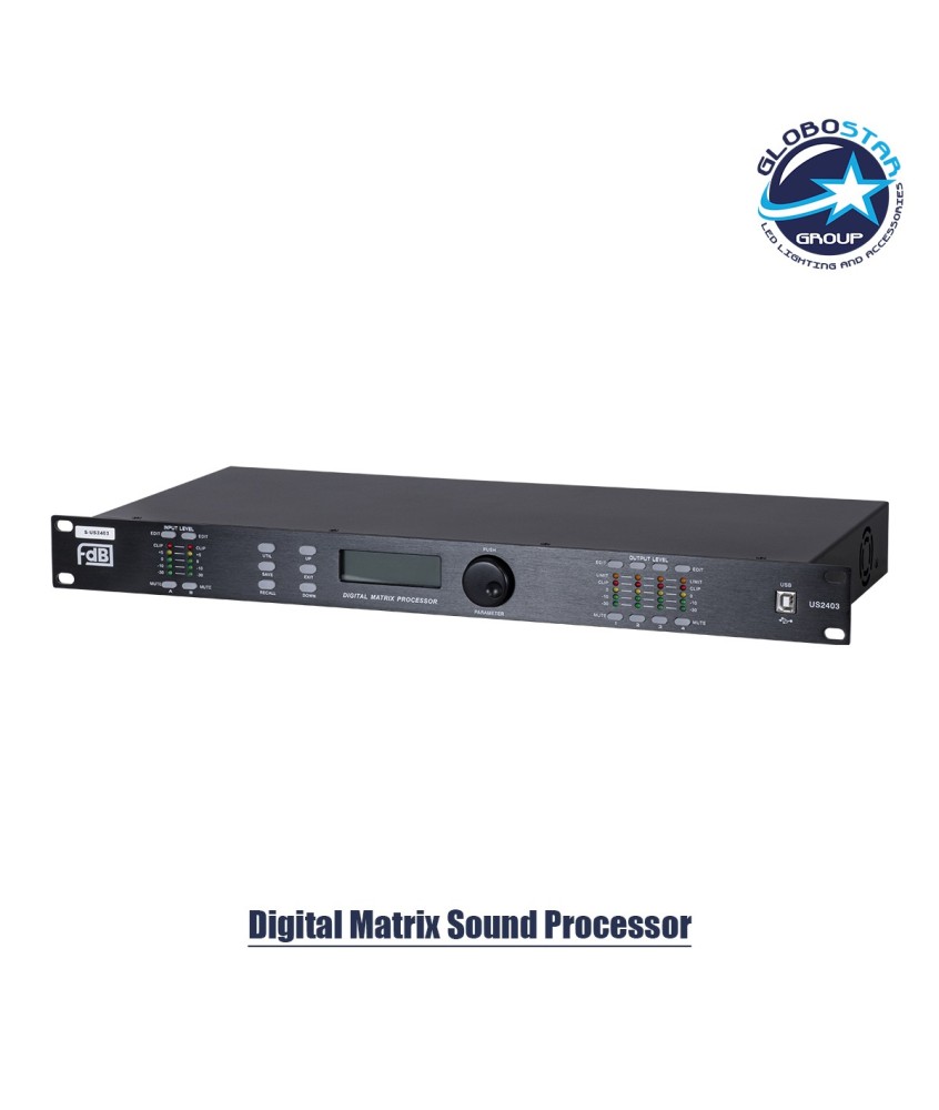 GloboStar® FDB US2403 98020 Audio Processor - Επαγγελματικός Επεξεργαστής Ήχου 2in & 4out - 32-bit DSP SHARC Processor - Frequency Response 20Hz-20Khz DR115DBu - AC 220V-50-60Hz - IP20 - Μαύρο - Μ48.2 x Π20.5 x Υ4.4cm